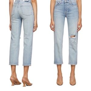 RE/DONE Women's High Rise Stove Pipe Distressed Jeans Sz 28
